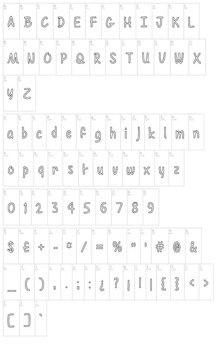Color Time font map